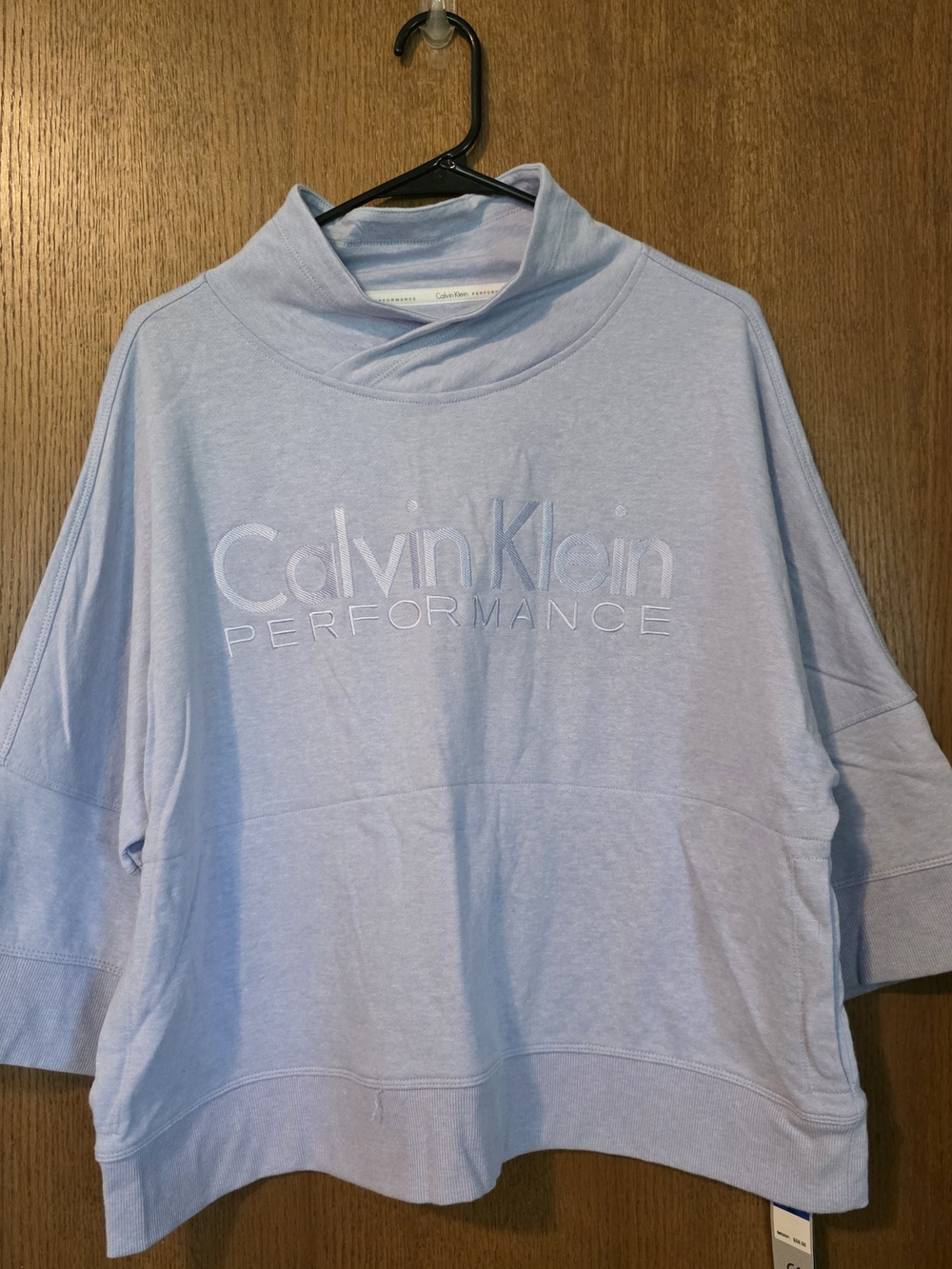 Calvin Klein Light Blue Cowl Neck Performance Pullover